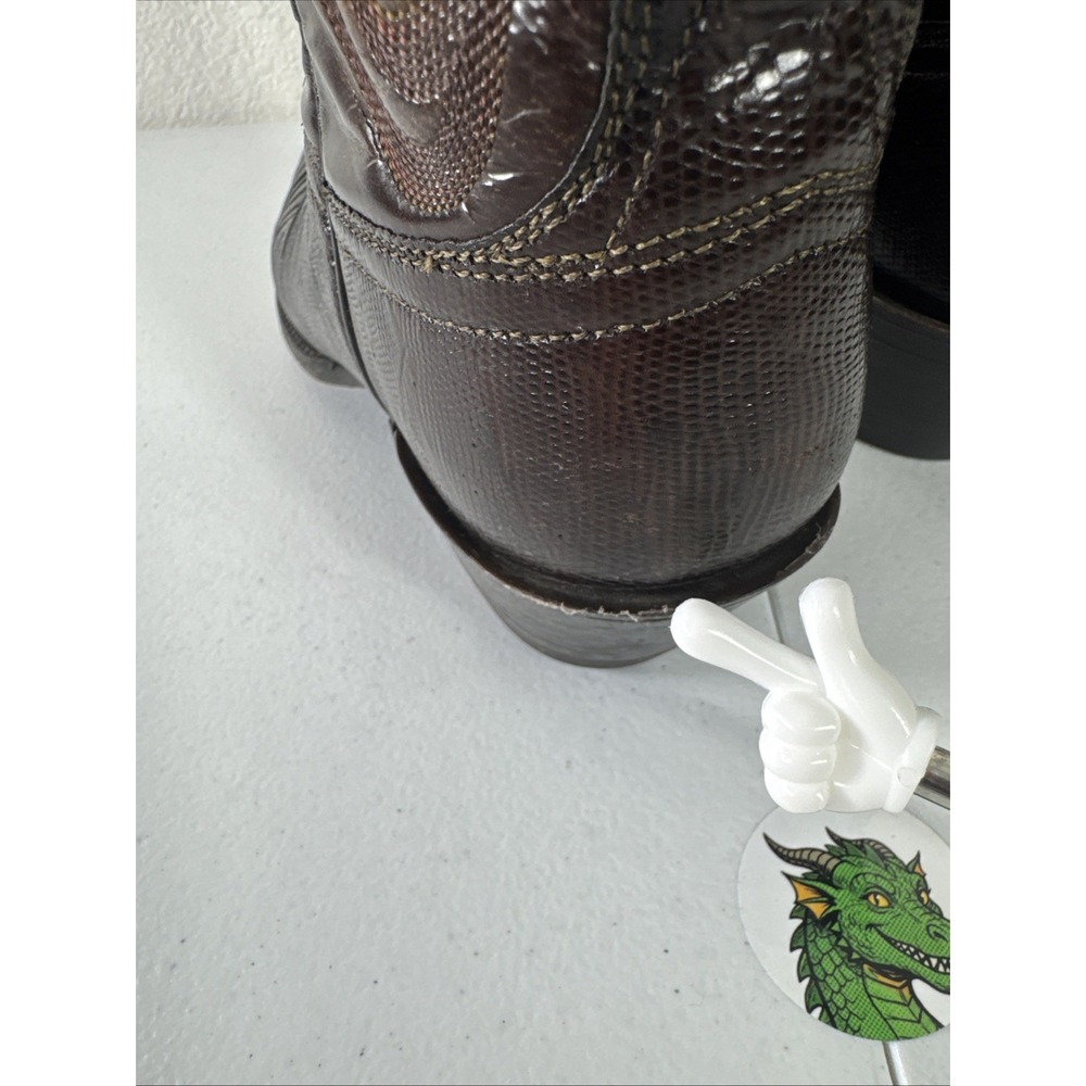 Lucchese Classics Exotic Brown Cowboy Boots 6.5 B Seared Ring Lizard & Goat Skin - Picture 16 of 16